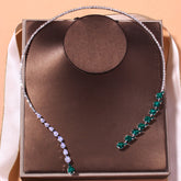 Elegant Green & White Crystal Necklace